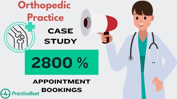 Orthopedic practice case study by PracticeBeat healthcare SEO agency showing 2800% increase in appointment bookings.