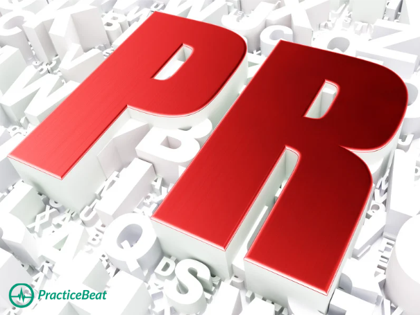 Bold red PR letters symbolizing the importance of essential PR strategies doctors must embrace in 2025 to build trust, credibility, and visibility in healthcare marketing.
