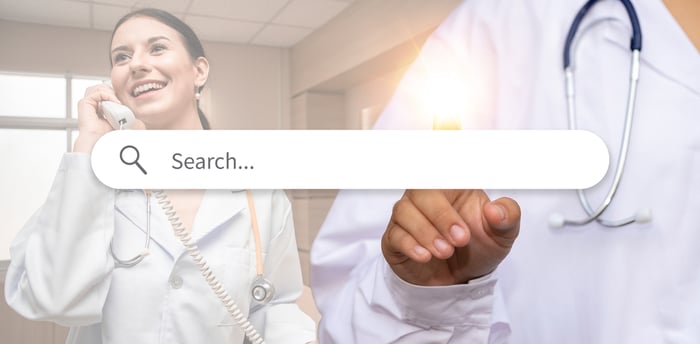 Doctor reaching toward digital star symbolizing trust, expertise, and credibility in medical practice website design