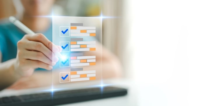 Doctor reviewing 2025 healthcare marketing checklist, illustrating digital marketing for doctors and healthcare technology strategies.